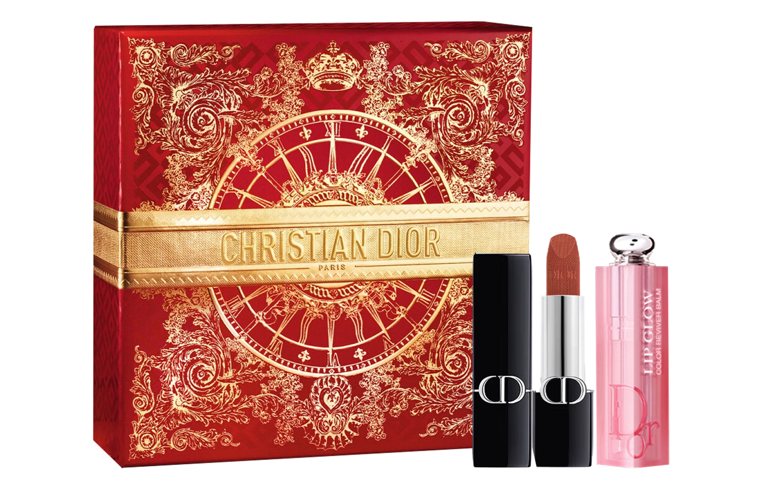 DIOR Подарочный набор помады Heartbeat Red с ограниченным выпуском к Новому году, увлажняющий, 3,2 г + 3,5 г — фото 2