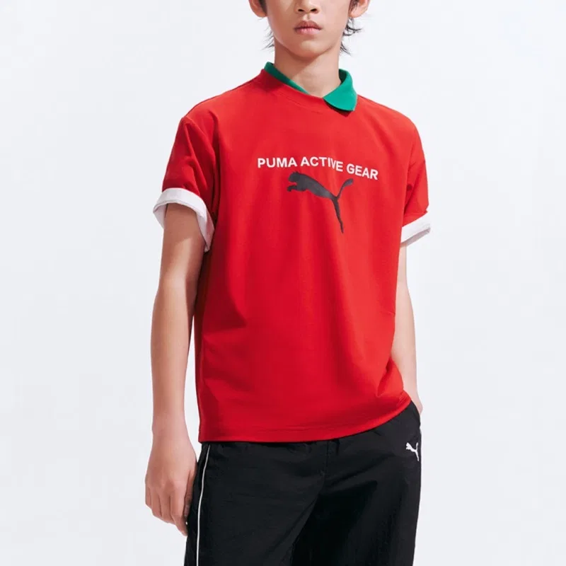 Детская футболка с v-образным вырезом thin PUMA, China Red 60601 — фото 4