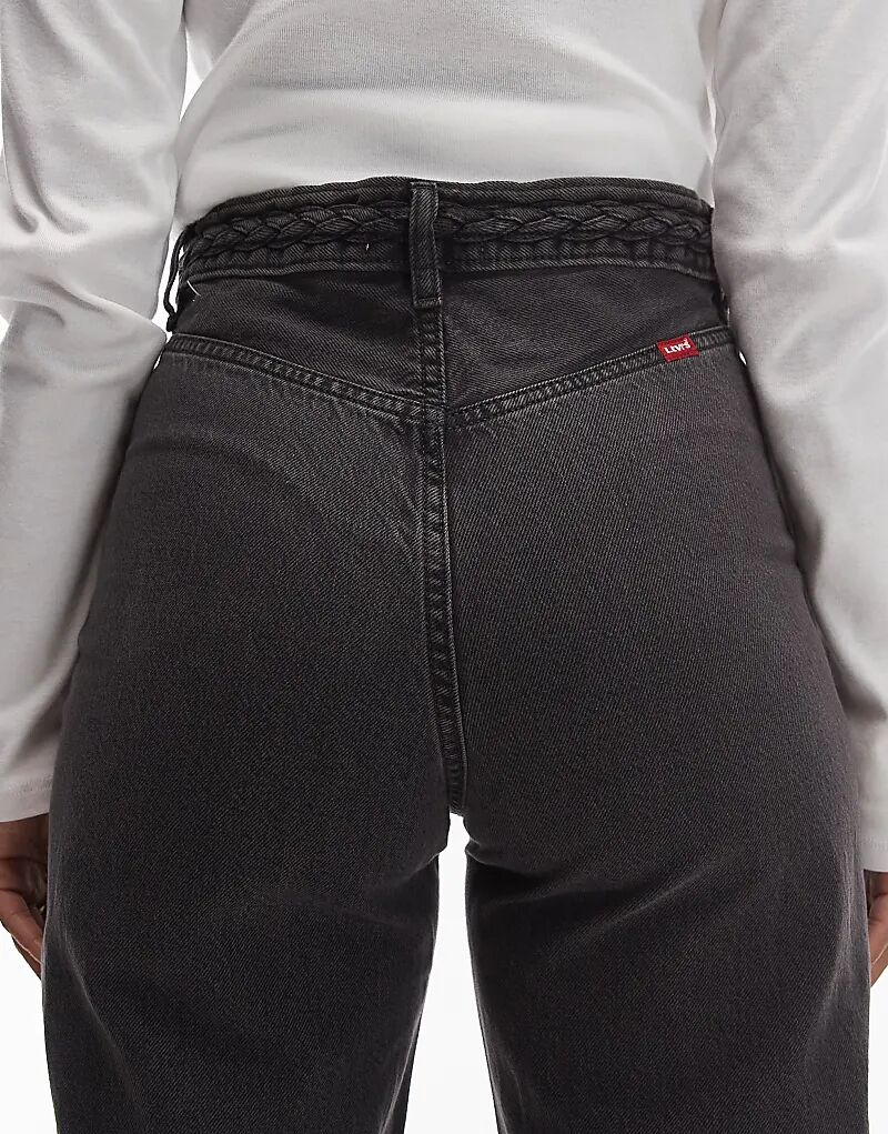 Джинсы Levi's с широкими штанинами и плетением на ребрах, черного цвета — фото 4