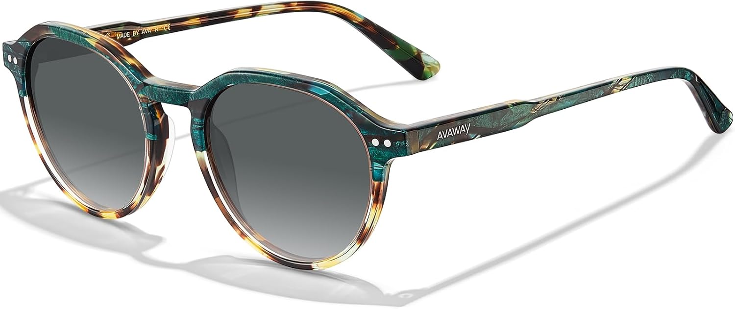 

Круглые поляризованные солнцезащитные очки AVAWAY для женщин, Италия, ацетат, 100% защита от УФ-излучения, ретро-очки, классические модные очки для активного отдыха, A4:tortoiseshell Frame&grayish Lens