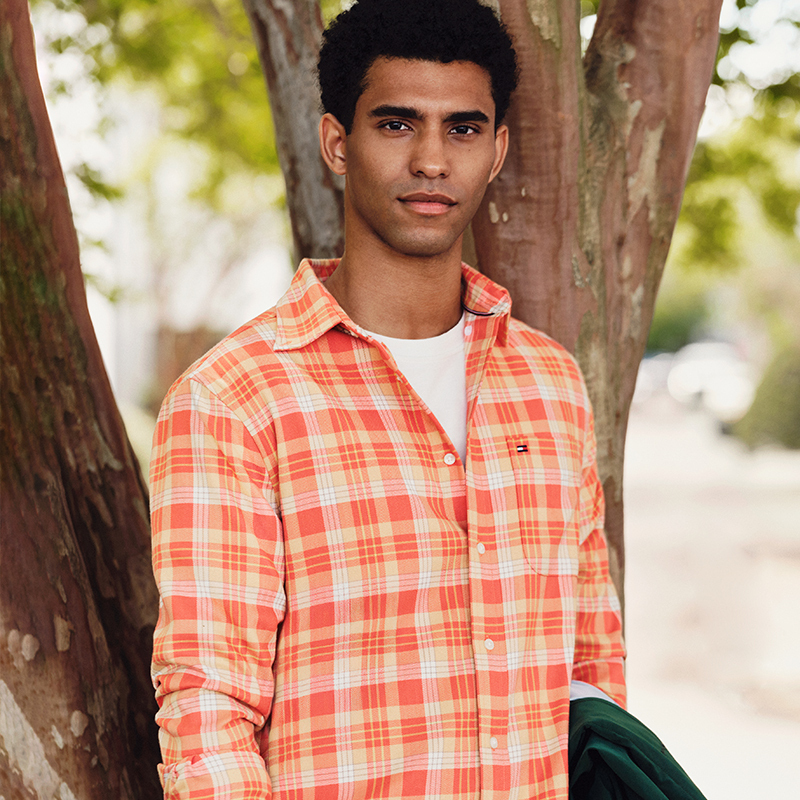 Рубашка Men's Orange Plaid 0PE Tommy Hilfiger, оранжевый — фото 3