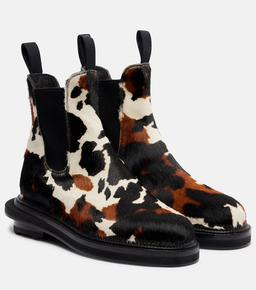 Ботинки J.M. Weston щиколотка из меха телёнка Sacai, Animal Print