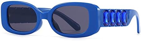 

Винтажные маленькие блестящие солнцезащитные очки с кристаллами для женщин, с цепочкой на дужке, в стиле хип-хоп, солнцезащитные очки для мужчин в стиле хип-хоп MTZJH, Blue Gray1