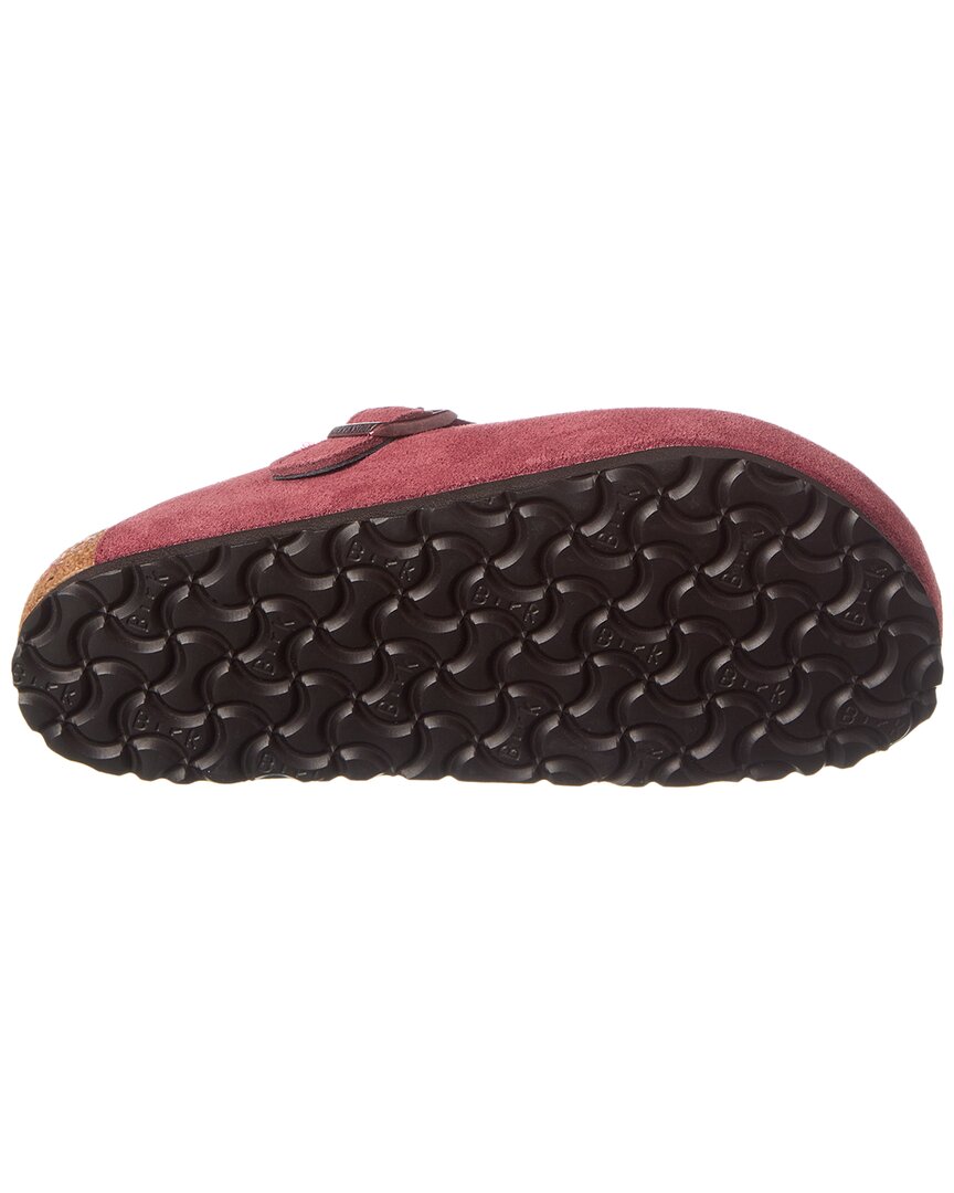 Сабо Birkenstock Boston VL из замши и овчины, бордовый — фото 4