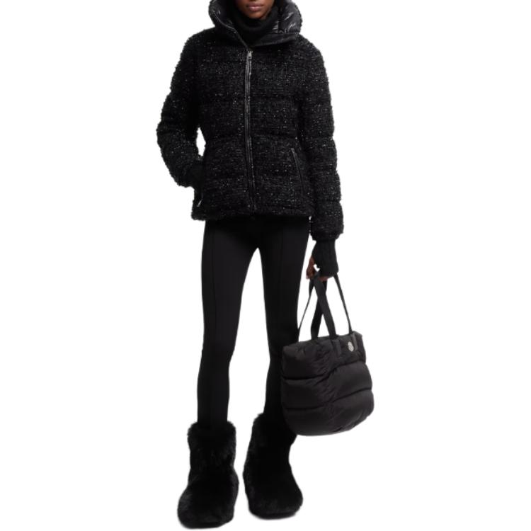 Твидовый жакет на молнии Moncler, черный — фото 3