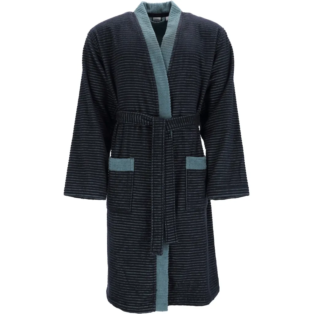 

Мужской халат Double Stripe, идеален для сауны и спа, гостиничный халат, утренний халат 1 шт., кимоно-халат с двусторонней отделкой Esprit, темно-синий
