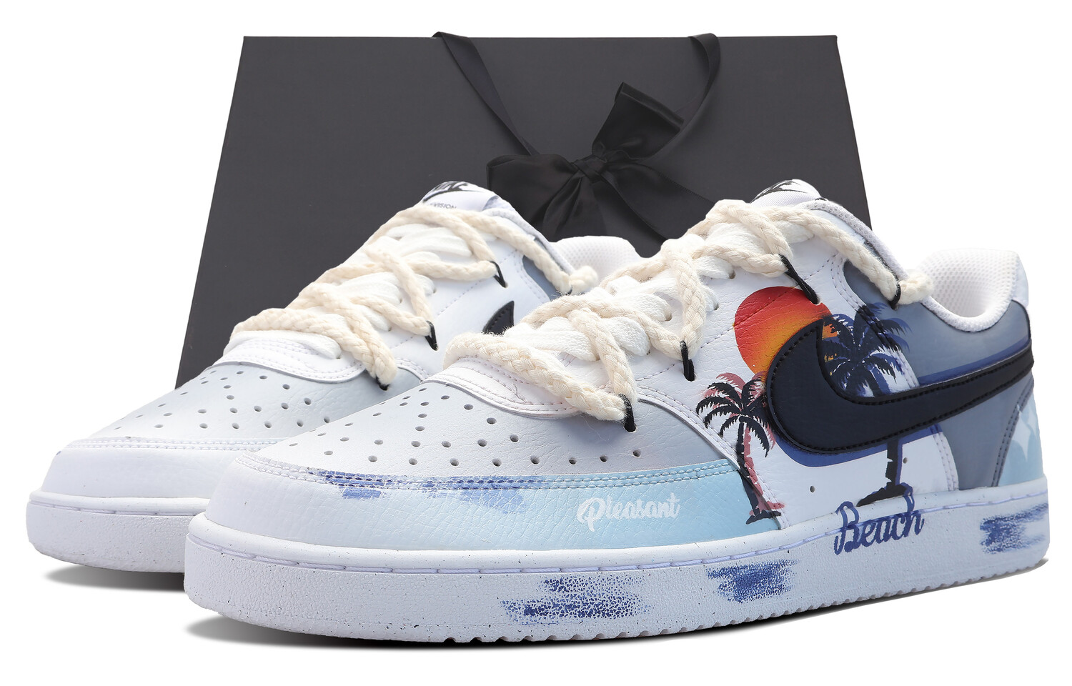 

Кроссовки Nike Court Vision Skateboarding Shoes Women's Low-top White/Blue, белый/синий