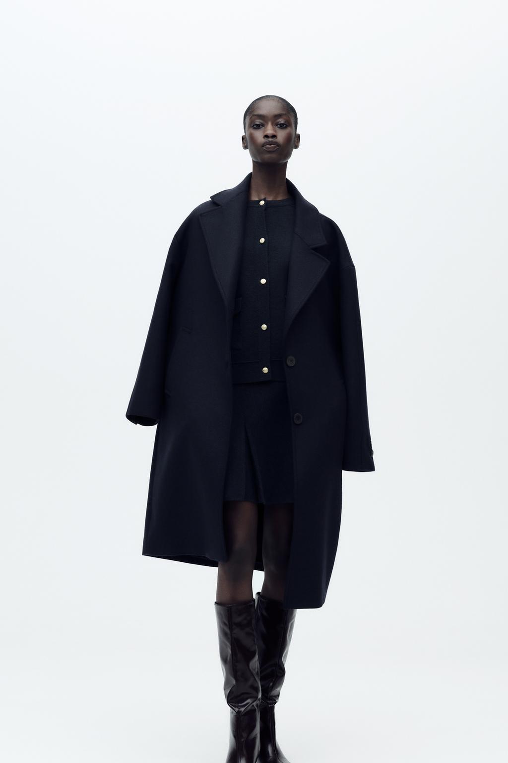 

Мини-юбка с коробчатыми складками ZARA, темно-синий