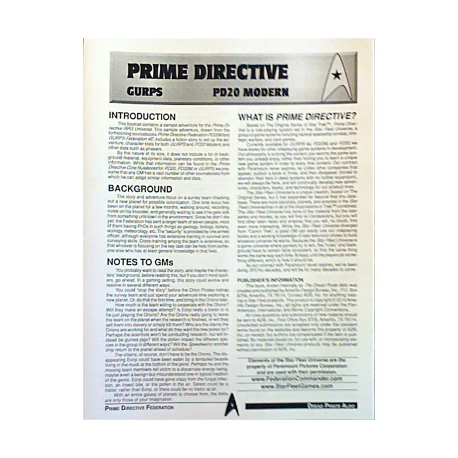 

Dread Pirate Aldo, GURPS Prime Directive (ADB), мягкая обложка