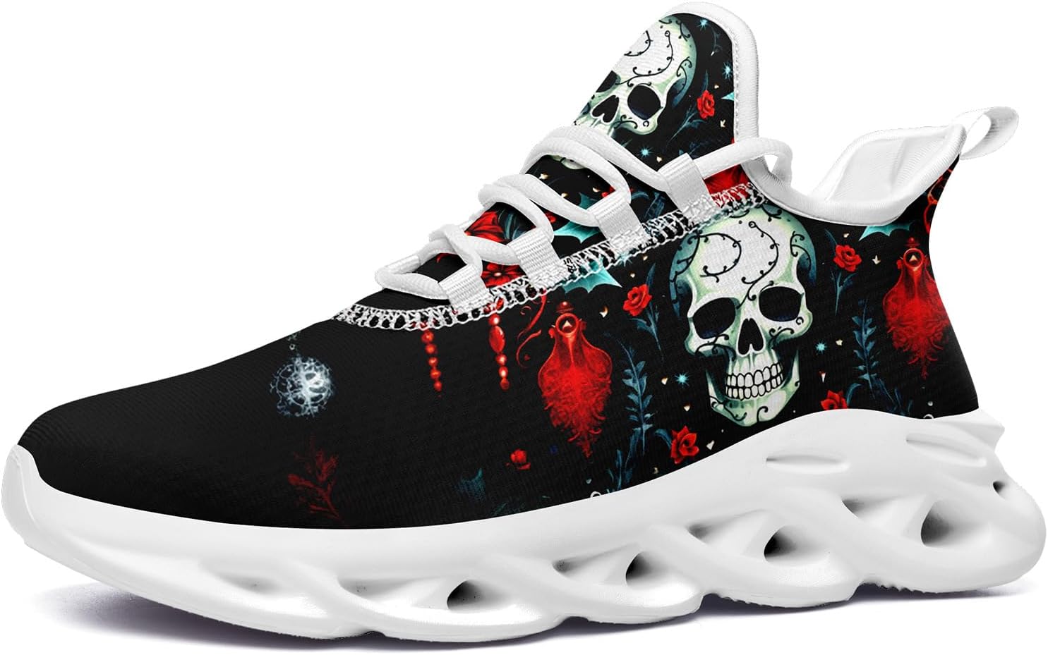 

Готические кроссовки с черепом для мужчин и женщин, модные легкие спортивные кеды с уникальным панк и готическим дизайном Awsole, белый/черный/красный/синий