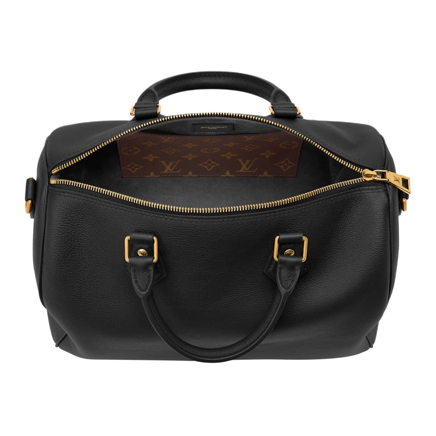 LOUIS VUITTON Сумка-баул Speedy Soft из зерненой телячьей кожи, унисекс, черная — фото 4