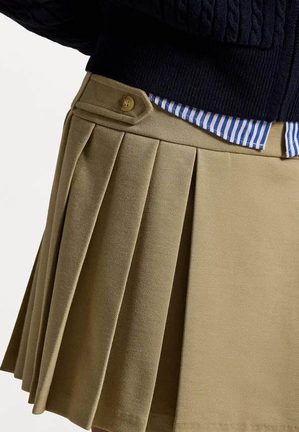 Плиссированная юбка-шорты из ткани понте 714y, юбка а-силуэта Polo Ralph Lauren, Classic Khaki — фото 4