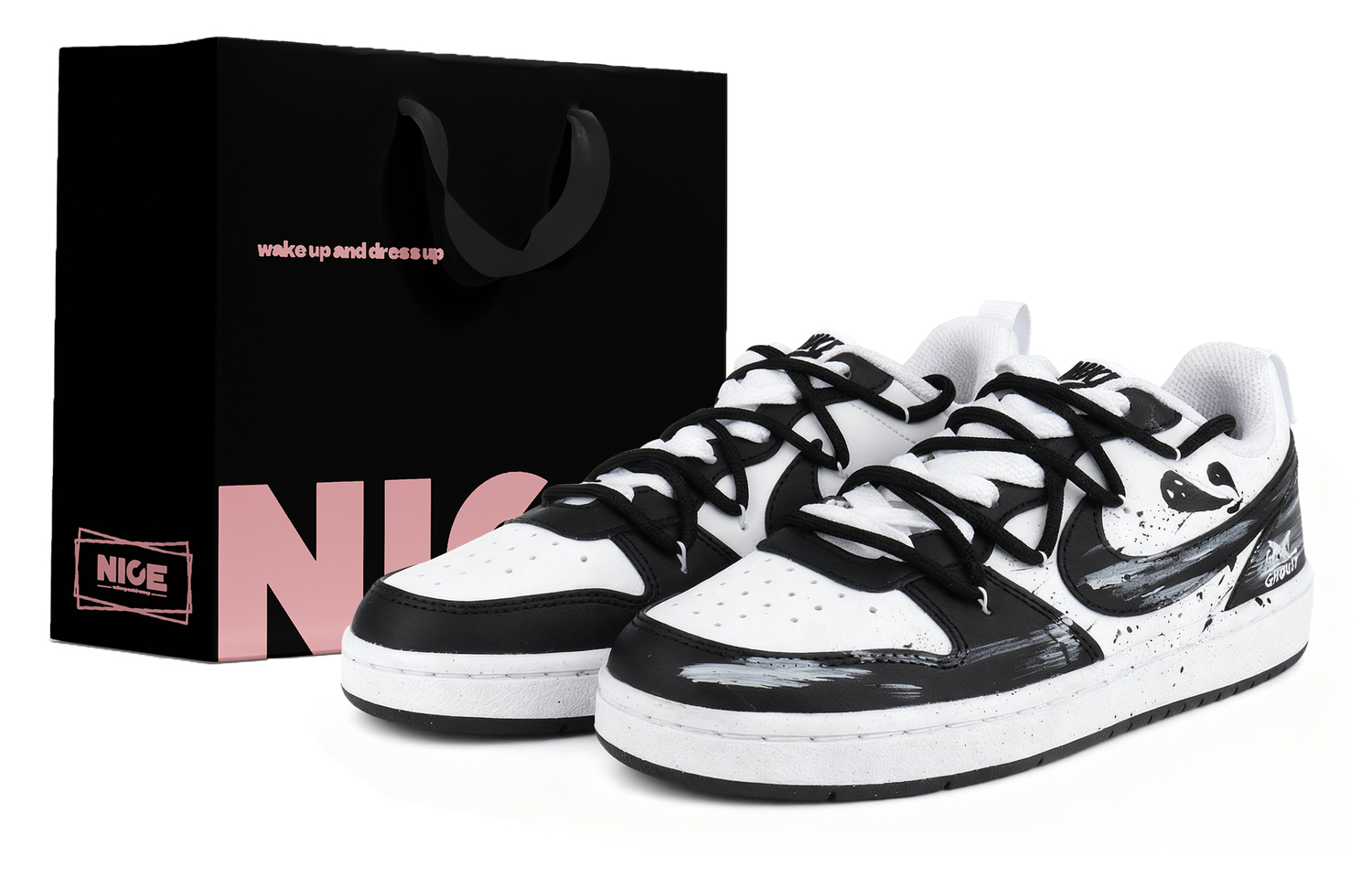 

Court Borough с амортизацией, износостойкие низкие детские скейтбординг кроссовки White для подростков Nike, черный