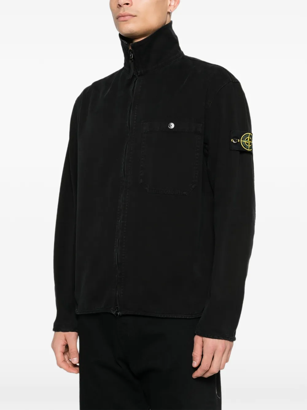 Рубашка-оверсайт с карманом на молнии Stone Island, черный — фото 3
