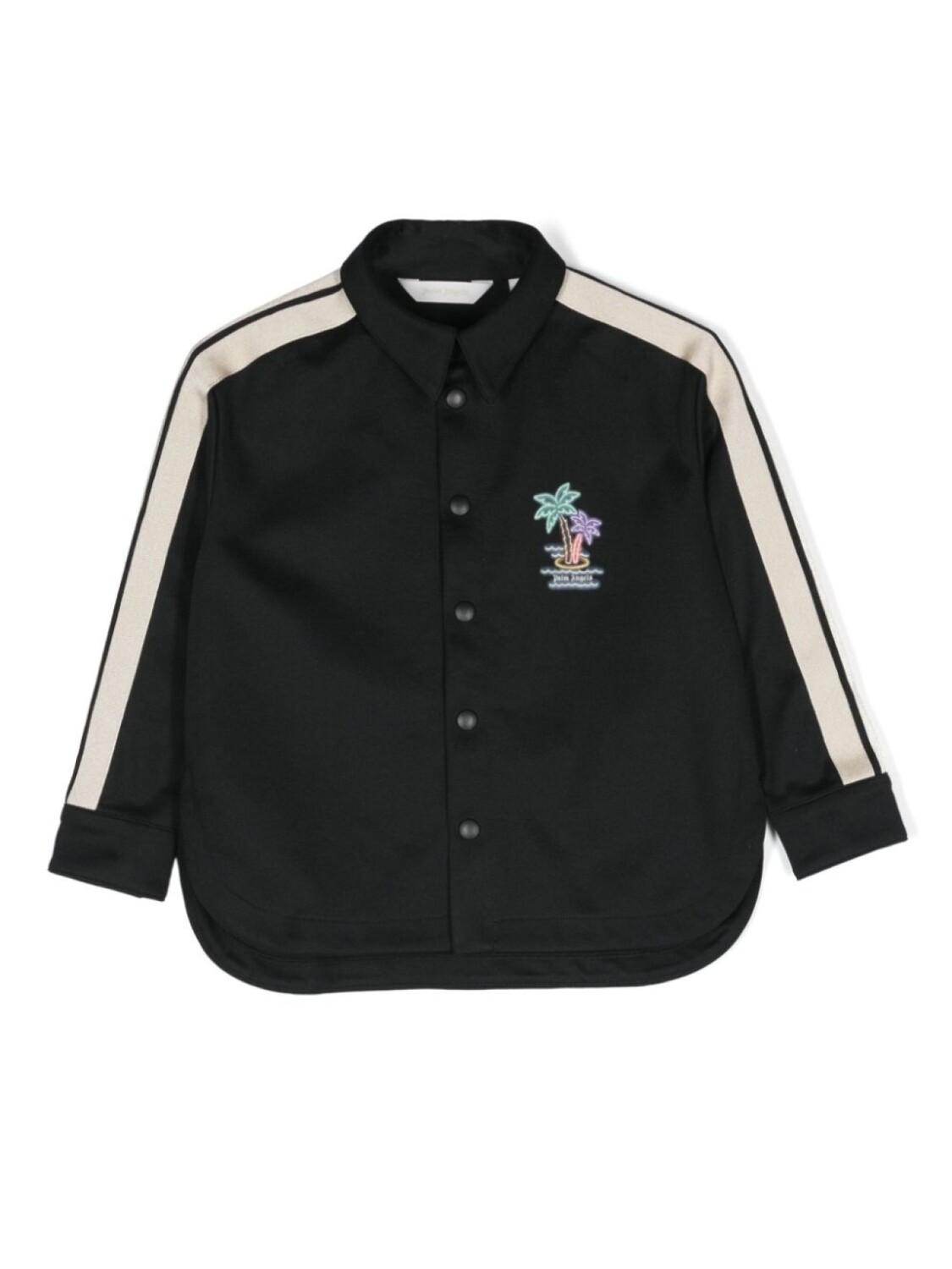 

Palm Angels Kids полосатая куртка-рубашка с логотипом, черный