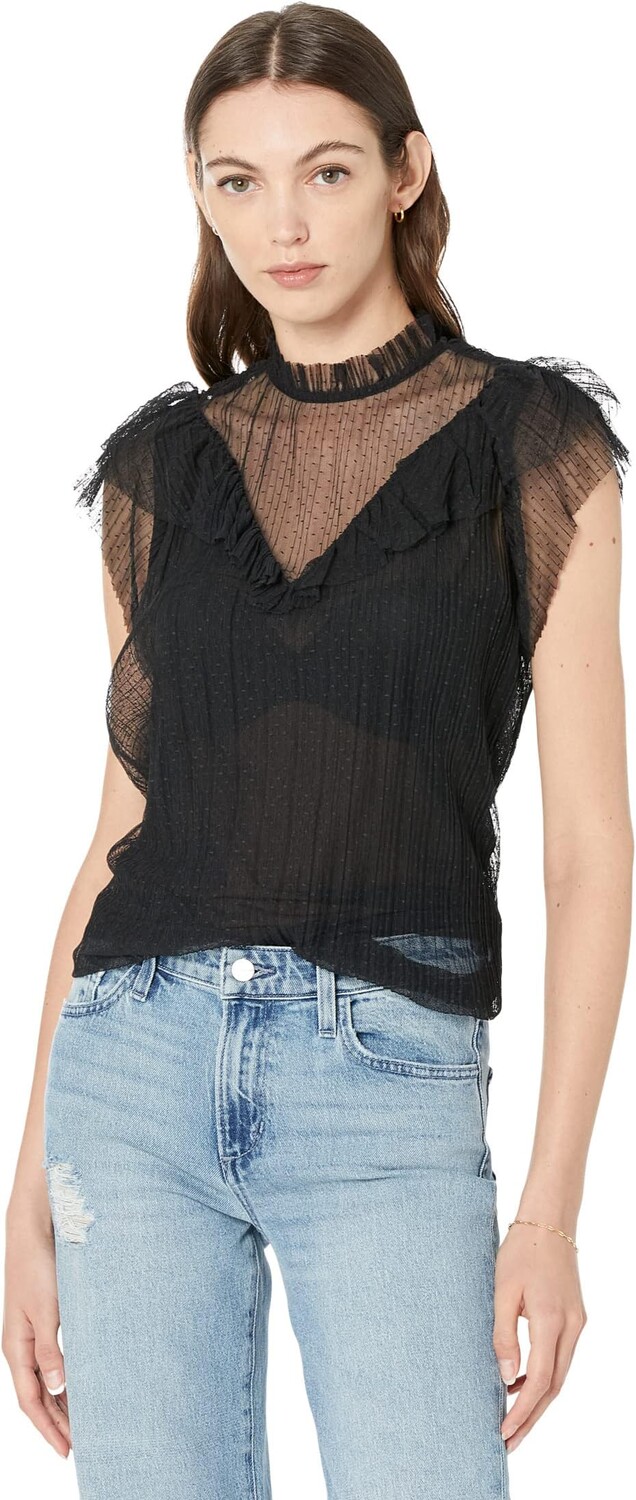 

Топ Ted Baker Kaelly Pleated Mesh Top with Frill, черный