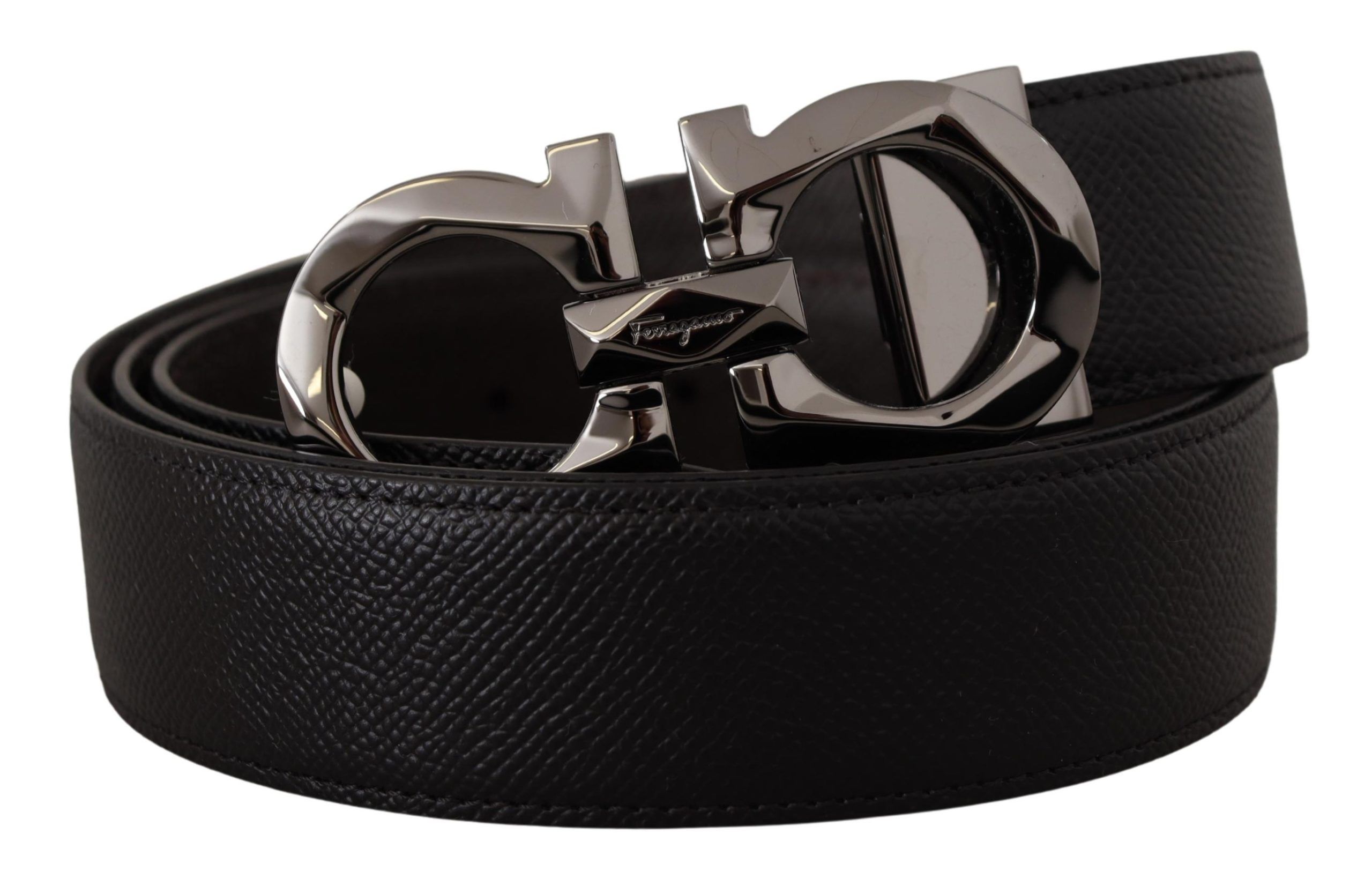 

Элегантный двусторонний кожаный ремень - серебряная пряжка Salvatore Ferragamo