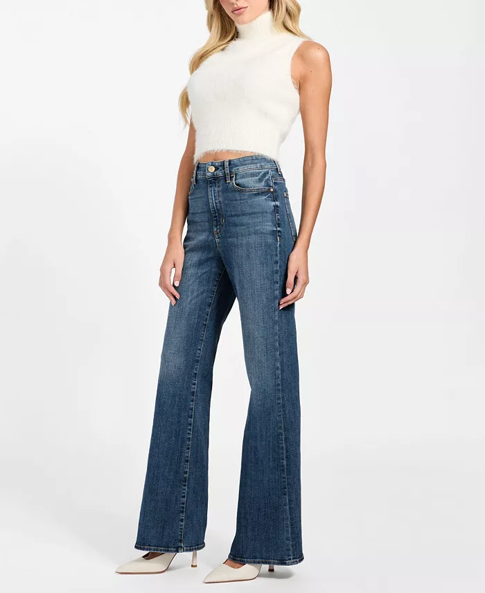 

Женские классические джинсы Faye с высокой талией и расклешенным силуэтом Guess, синий