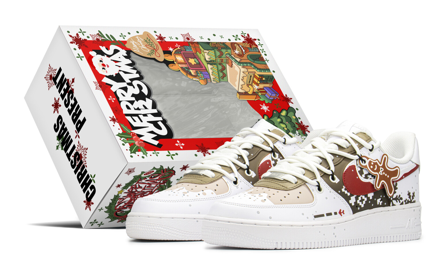 

Кроссовки Nike Air Force 1 Skateboard Shoes Men Low-Top Red/Green/Brown