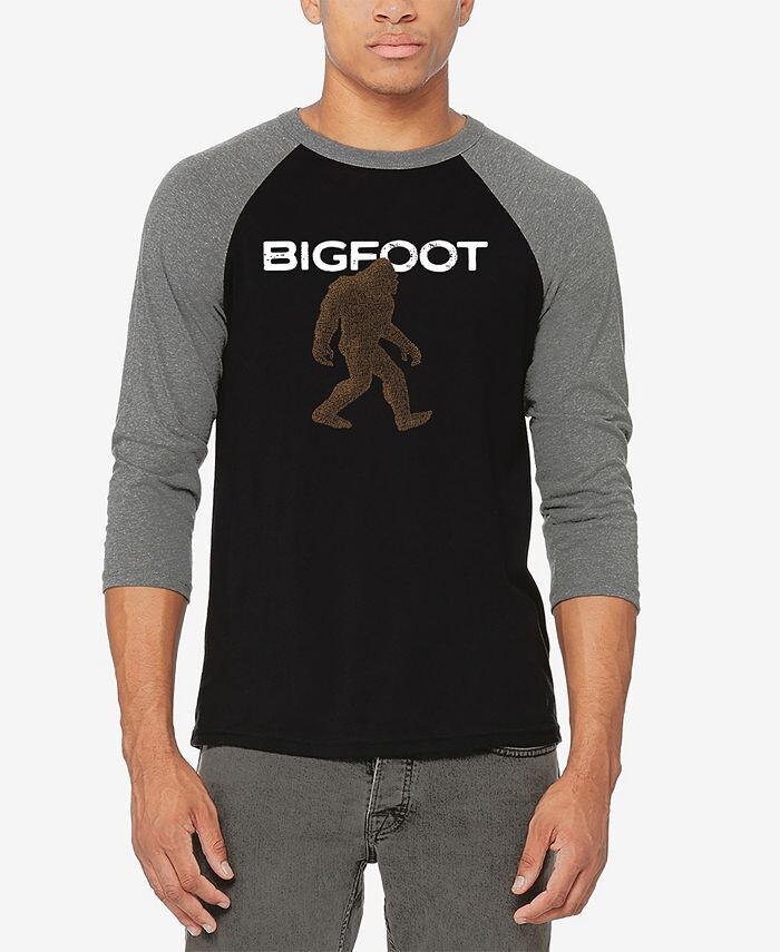 

Мужская футболка Bigfoot Raglan Baseball Word Art LA Pop Art, серебро