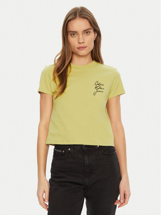 

Облегающая футболка Script Institutional J20J224984 Calvin Klein Jeans, зеленый