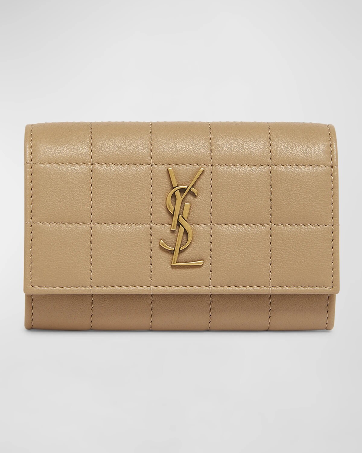 

Визитница Cassandra YSL из стеганой кожи Saint Laurent, цвет Dark Toffee