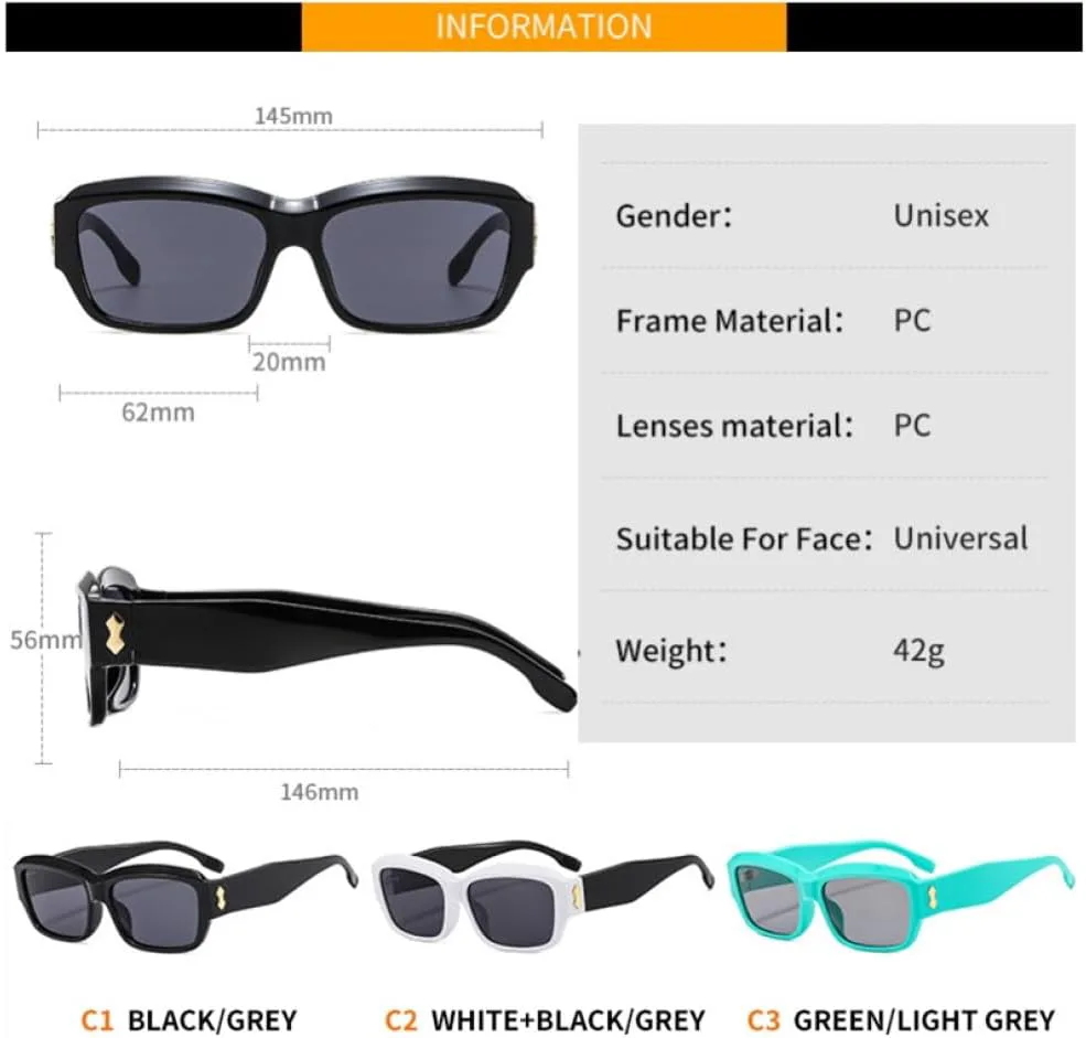 

Маленькие солнцезащитные очки для женщин, дорожные солнцезащитные очки для мужчин, винтажные ретро, ​​прямоугольные, с защитой от УФ-излучения UV400 MTZJH, Black