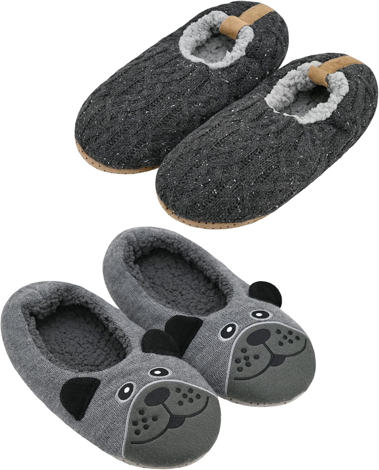 

Мужские носки-тапочки DICUIRD с нескользящей подошвой, теплые домашние носки с захватами для мужчин, пушистые вязаные тапочки, серый