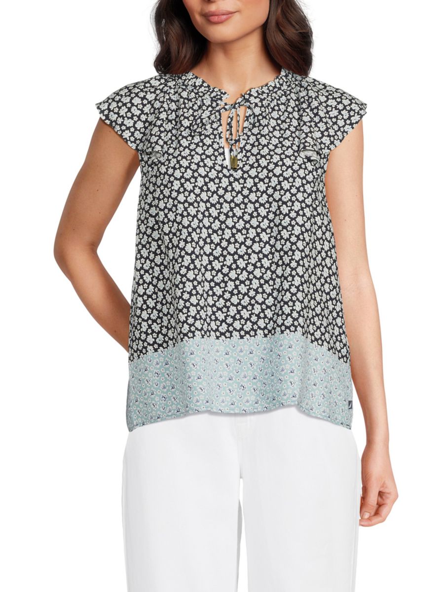 

Полосатый топ с рукавами-крылышками Nautica, цвет Night Sky Multi