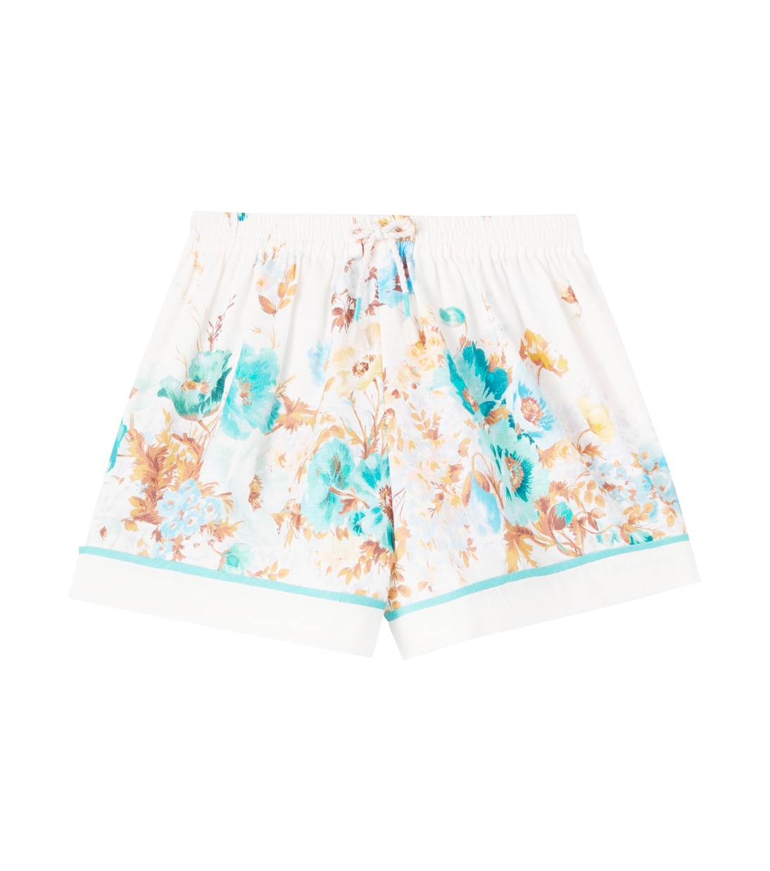 

Шорты Scarborough из хлопка с цветочным принтом Zimmermann Kids, Cream/Teal Floral