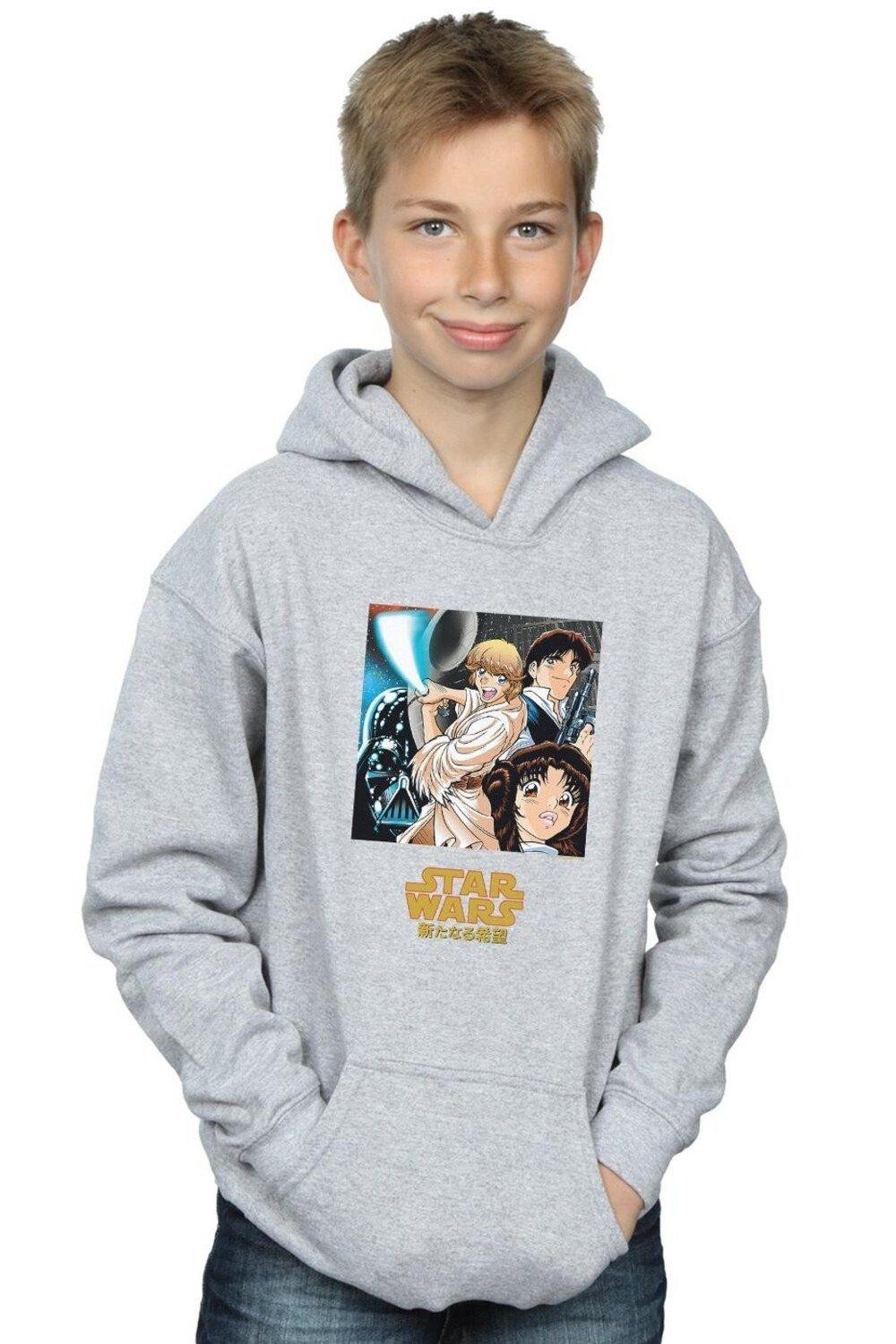 

Толстовка с аниме-плакатом Star Wars, серый