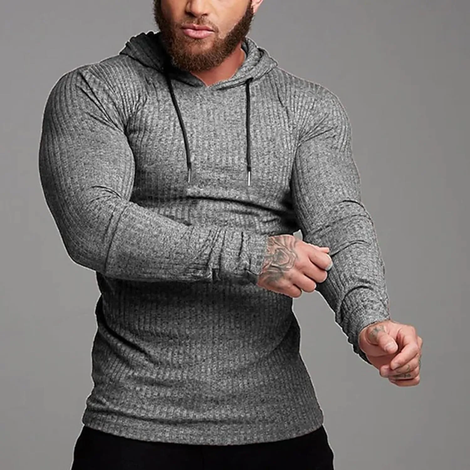 Мужские худи Slim Fit Stretchy с длинным рукавом — фото 2