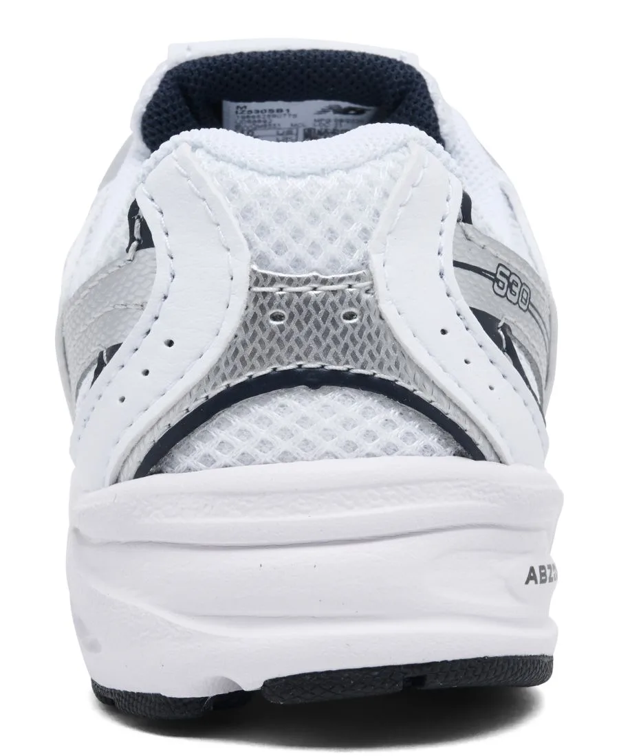 Детские кроссовки на шнуровке 530 Stretch от Finish Line New Balance, белый, темно-синий — фото 4