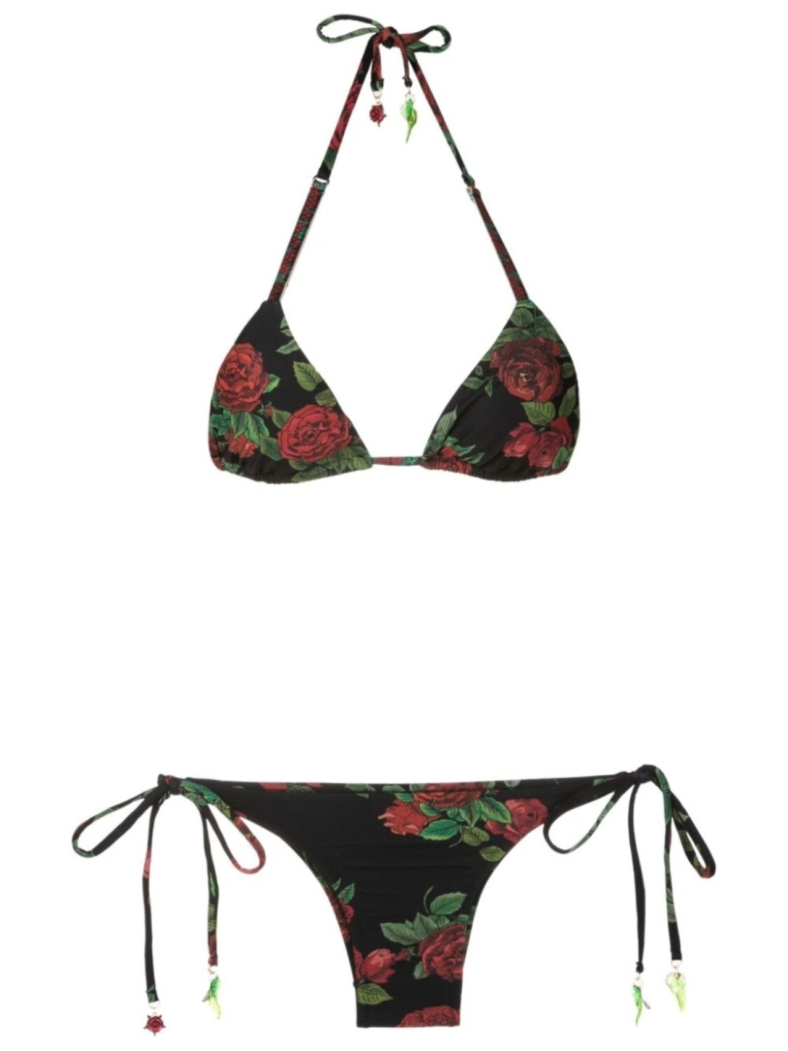 

Amir Slama rose-print triangle bikini, черный
