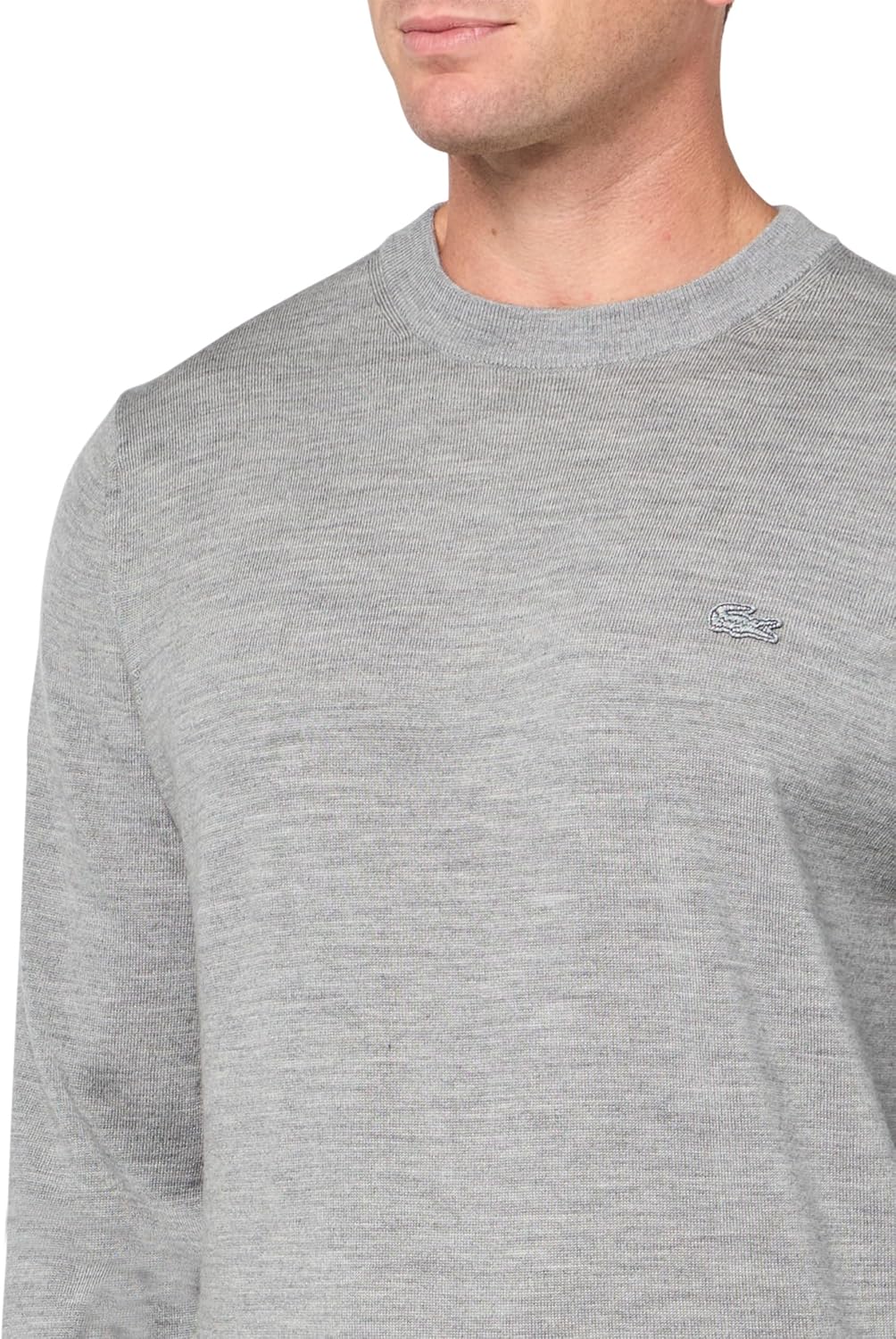 Lacoste мужской свитер с круглым вырезом из мериносовой шерсти, Heather Agate — фото 3