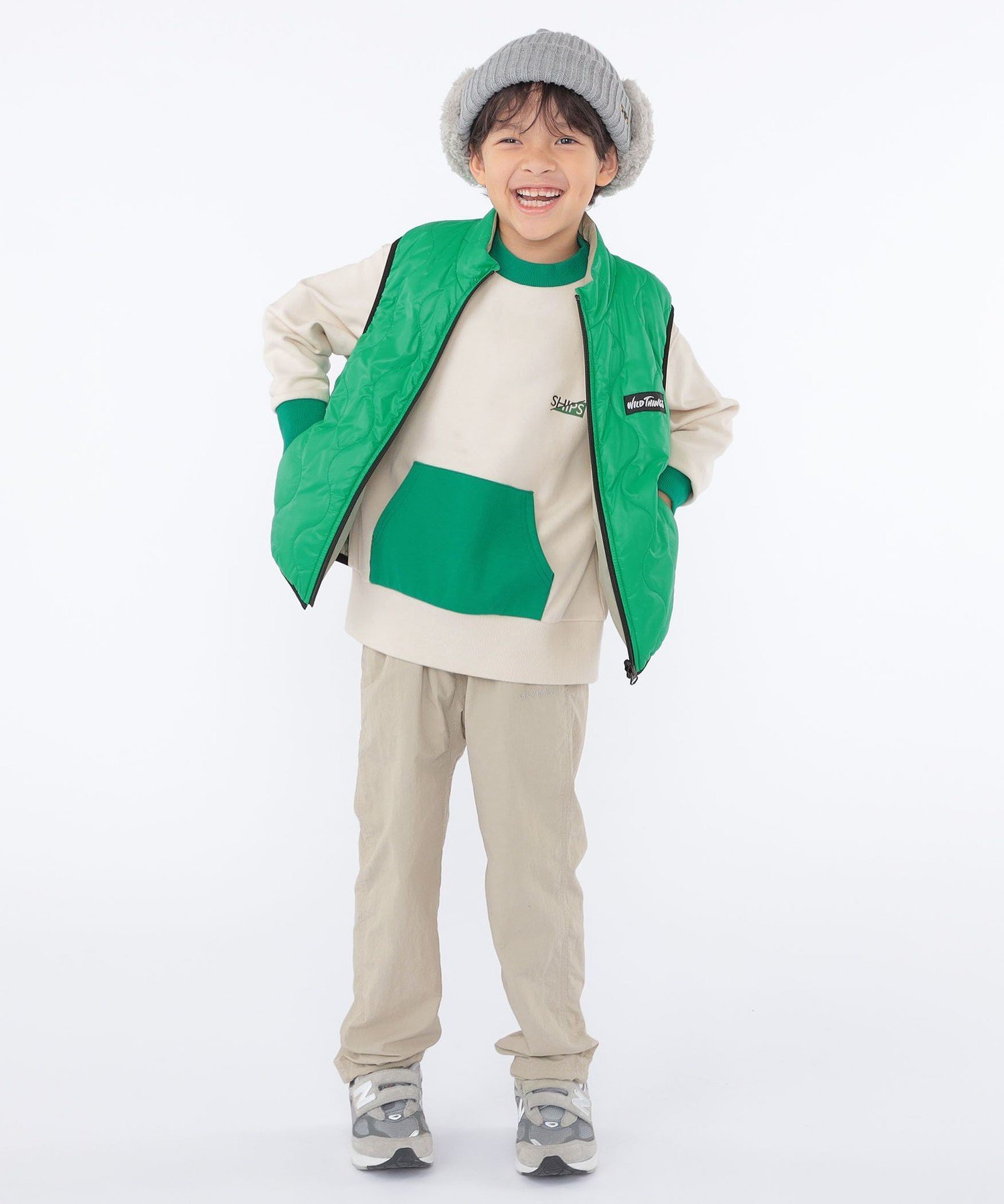 WILD THINGS: 100~125 см / Двусторонний жилет Ships Kids, green — фото 3
