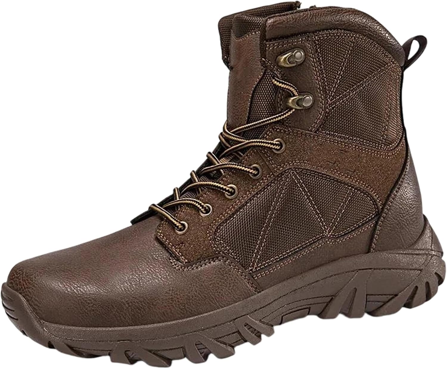 

Мужские кожаные боевые ботинки Alloaone, дышащие, противоскользящие, для улицы, мотоцикета и походов, для работы, темно-коричневый