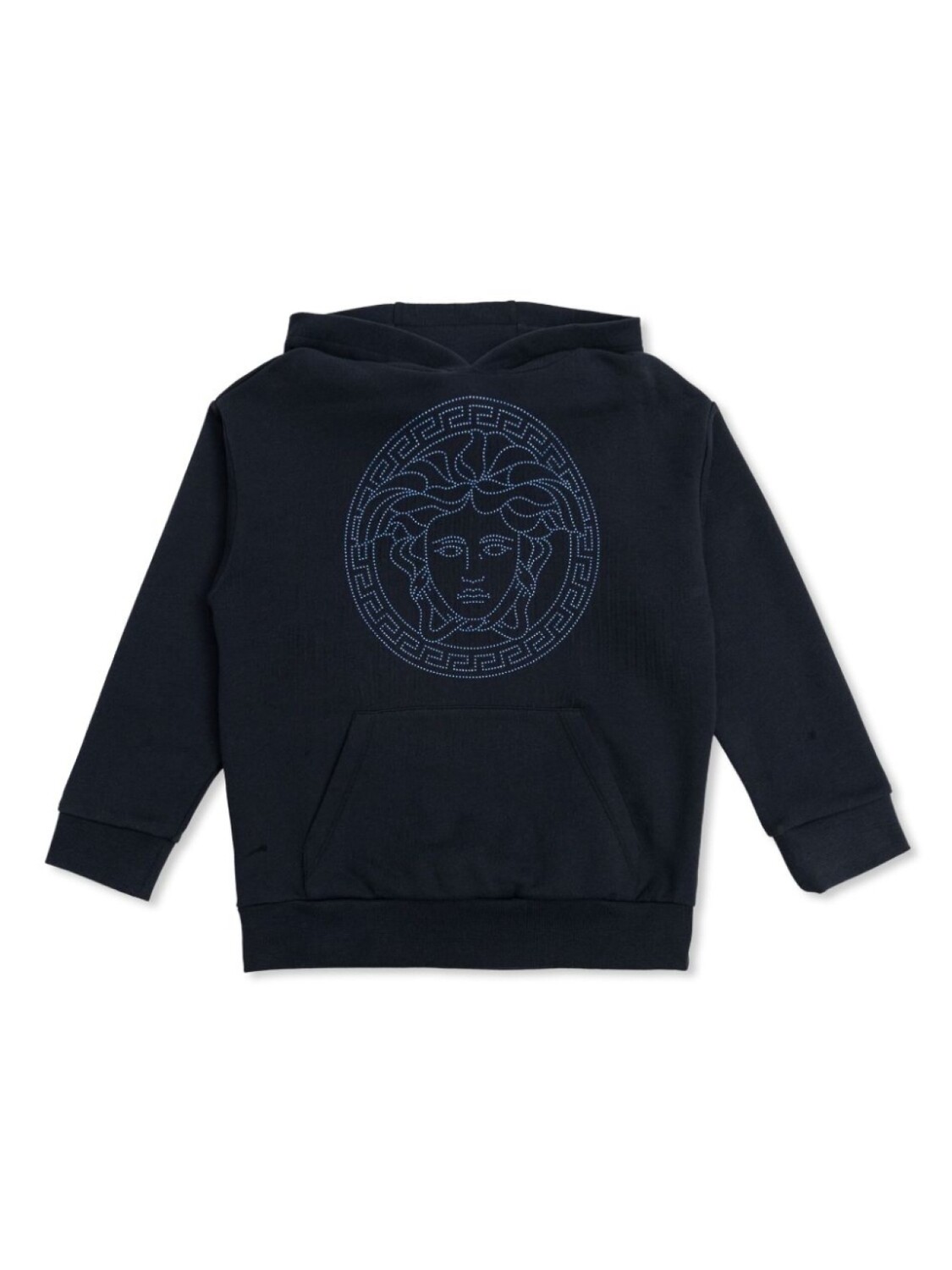 

Versace Kids хлопковая толстовка с капюшоном, украшенная стразами «Медуза», синий