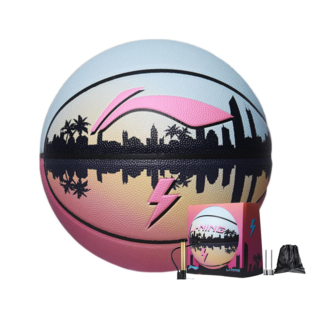 

LINING Баскетбольный мяч PU Basketball Blue Yellow Pink Gradient размер 7 тренировочный unisex