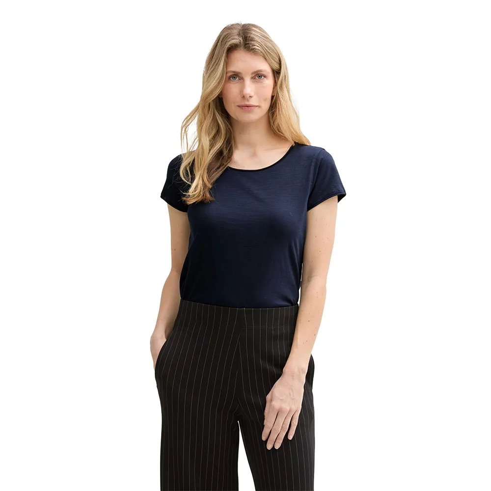 

Футболка с коротким рукавом Tom Tailor Slub Crew Neck, синий