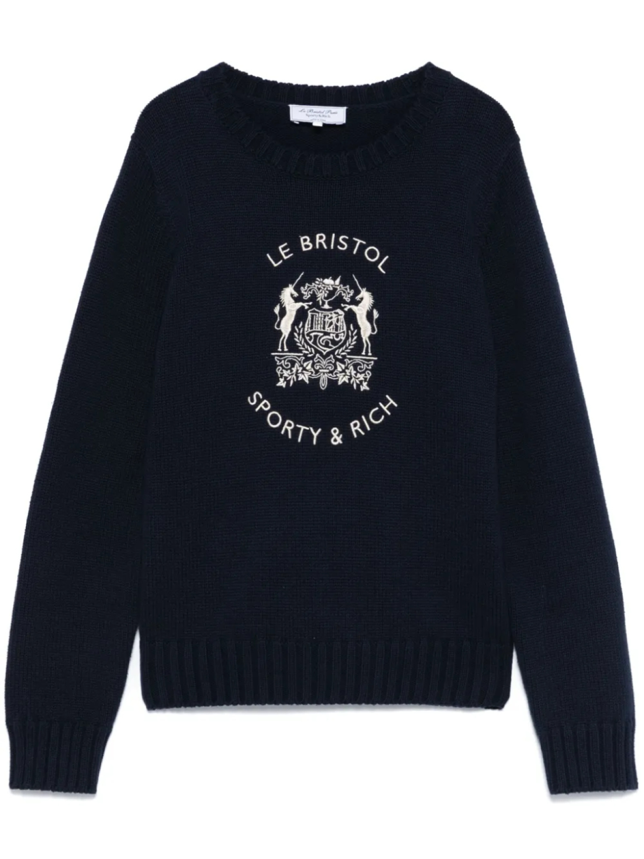 

Спортивный свитер с вышитым гербом от Sporty & Rich x Le Bristol Paris, синий
