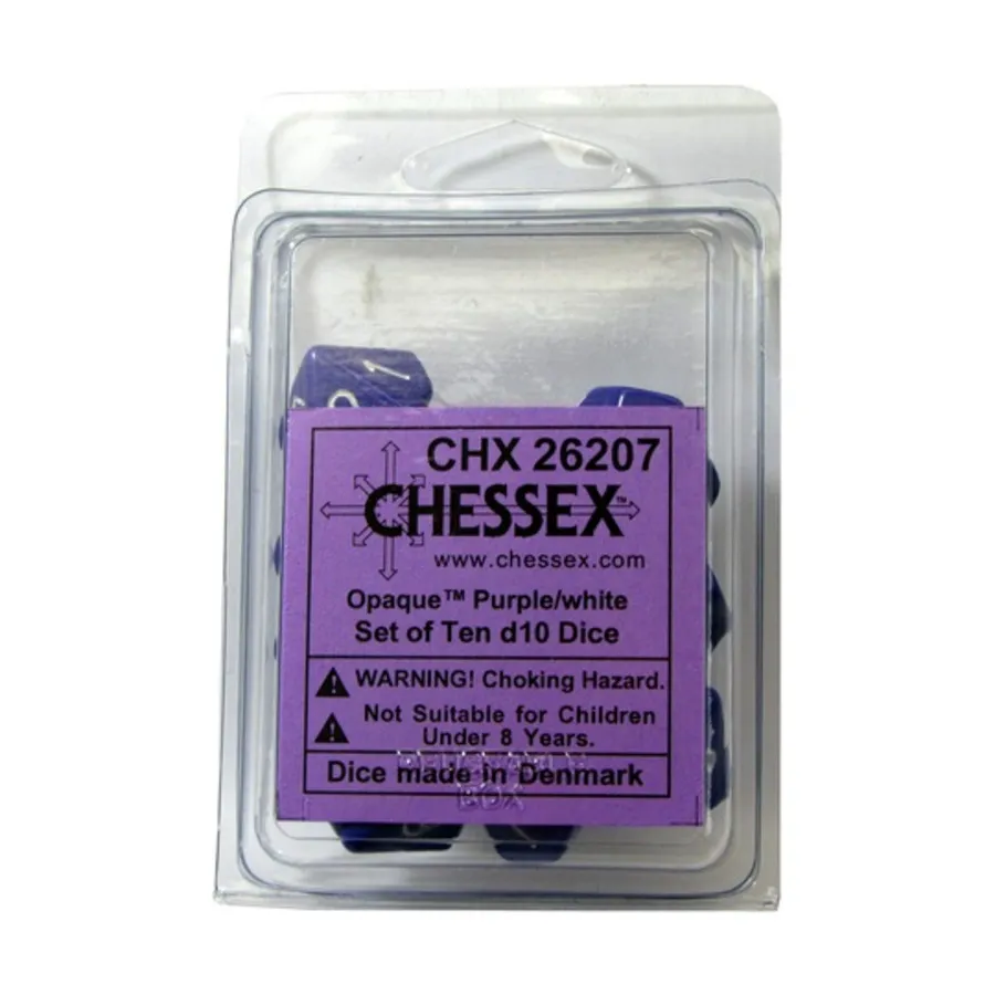 

d10 Фиолетовый с белым (10), Dice - Opaque - d10 (Chessex)