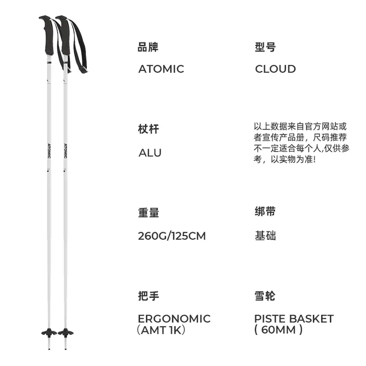 

Новые лыжные палки Atomic double board модель 2526 cloud белые 115 см для взрослых мужчин и женщин