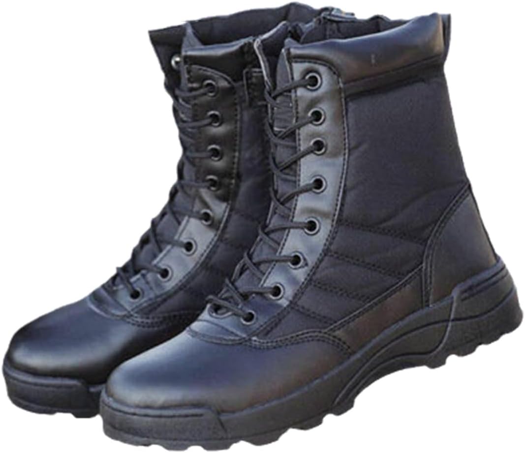 

Мужские модные ботинки Осень для улицы Кожаные военные ботинки Дышащие армейские боевые ботинки Пустынные ботинки Ботинки для походов Suwequest, черный