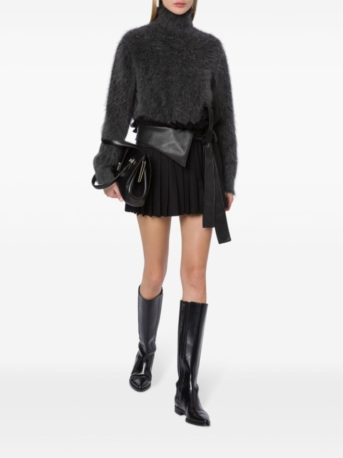 

Alberta Ferretti юбка мини с поясом и складками, черный