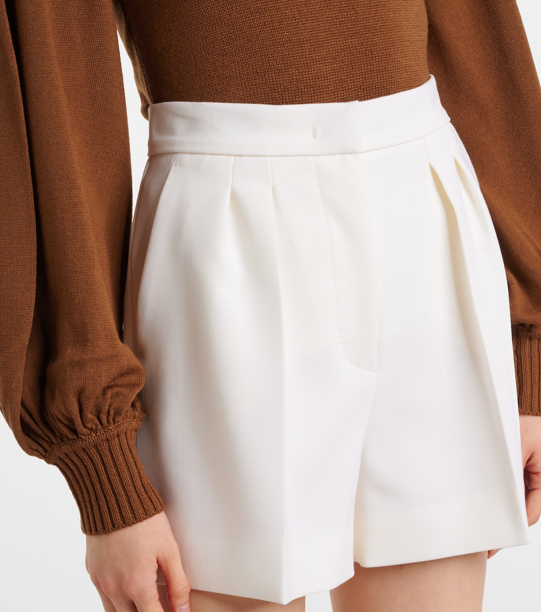 Шорты Zic из шерстяной ткани с высокой талией Max Mara, Bianco — фото 4