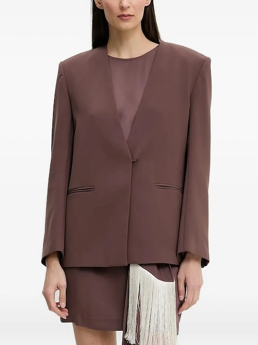 

Однобортный блейзер с поясом Isabelle Blanche, коричневый