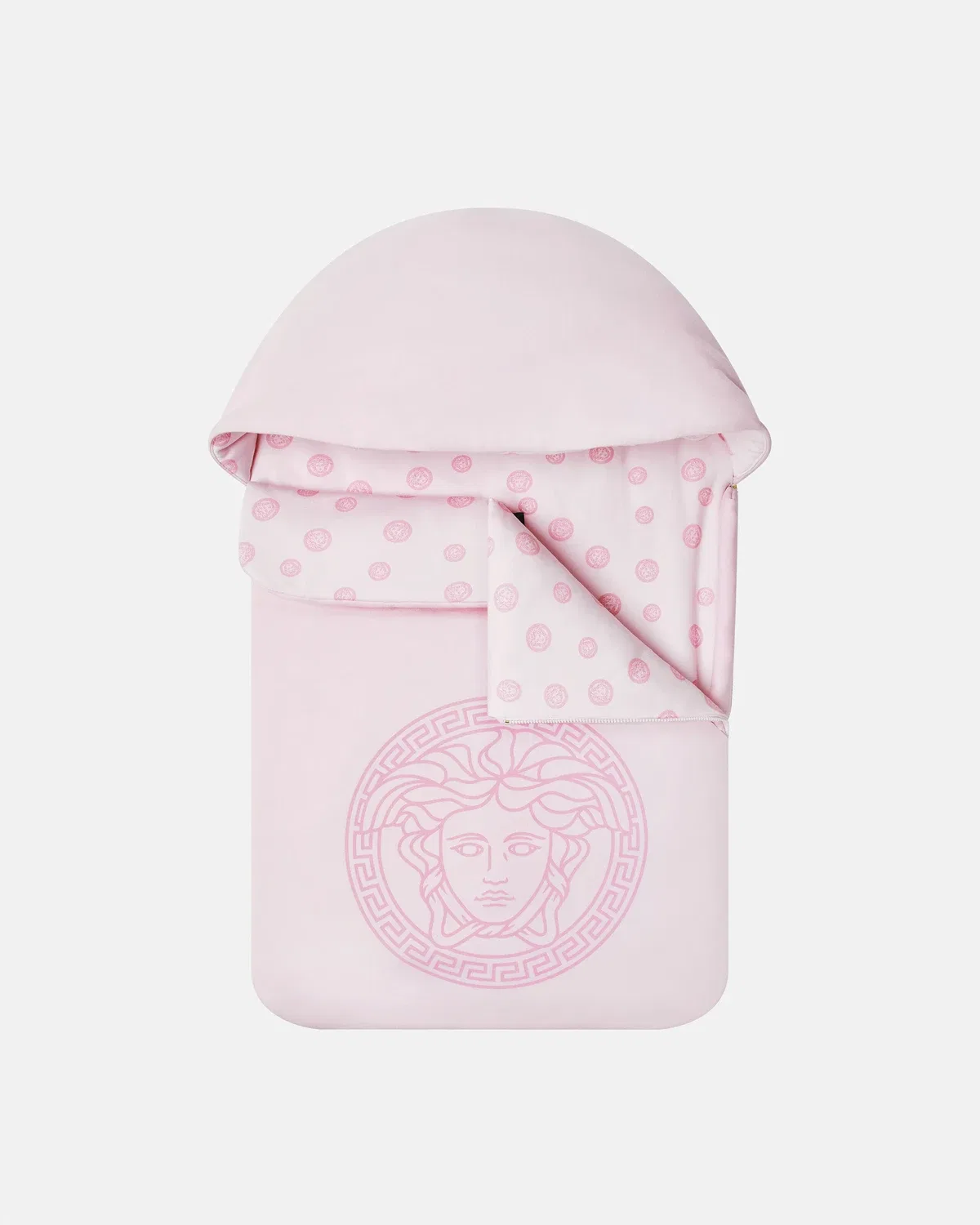 Детский стеганый кокон из хлопкового трикотажа с принтом Versace, розовый — фото 3