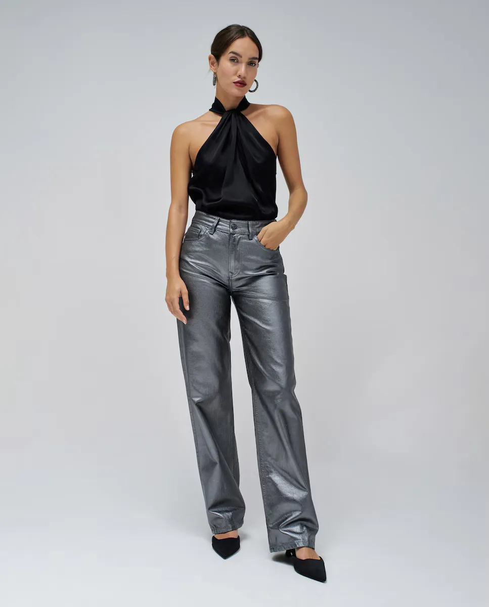 

Женские прямые джинсы с высокой посадкой и покрытием Salsa Jeans, серый