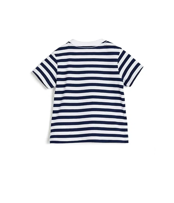 Футболка полосатая хлопковая модель Striped Cotton Jersey Tee Polo Ralph Lauren Kids, Poppy/White — фото 2